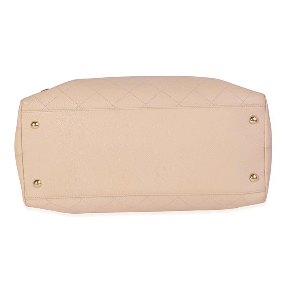 Chanel Beige Quilted Grained Calfskin Zip & Carry Tote - Picture 3 of 5